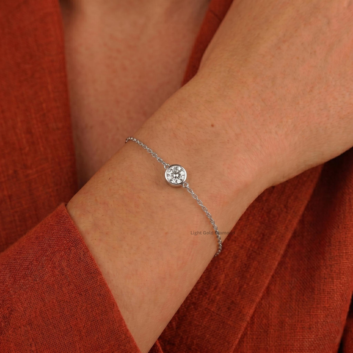 Round Cut Lab Grown Diamond Solitaire Bracelet