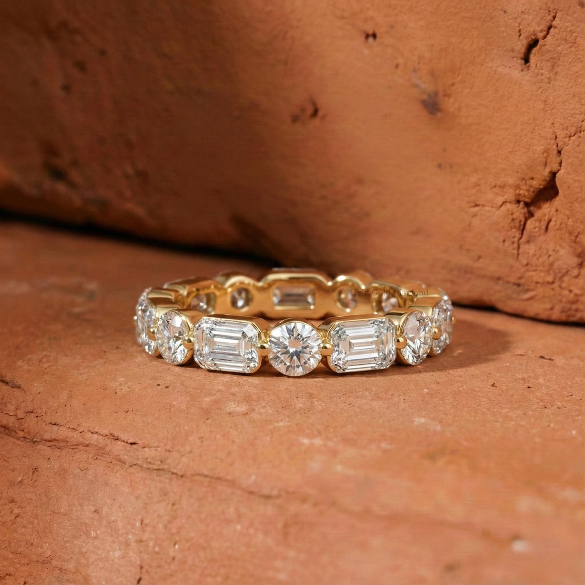Round  Emerald Cut Lab Grown Diamond Eternity Band