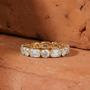 Round  Emerald Cut Lab Grown Diamond Eternity Band
