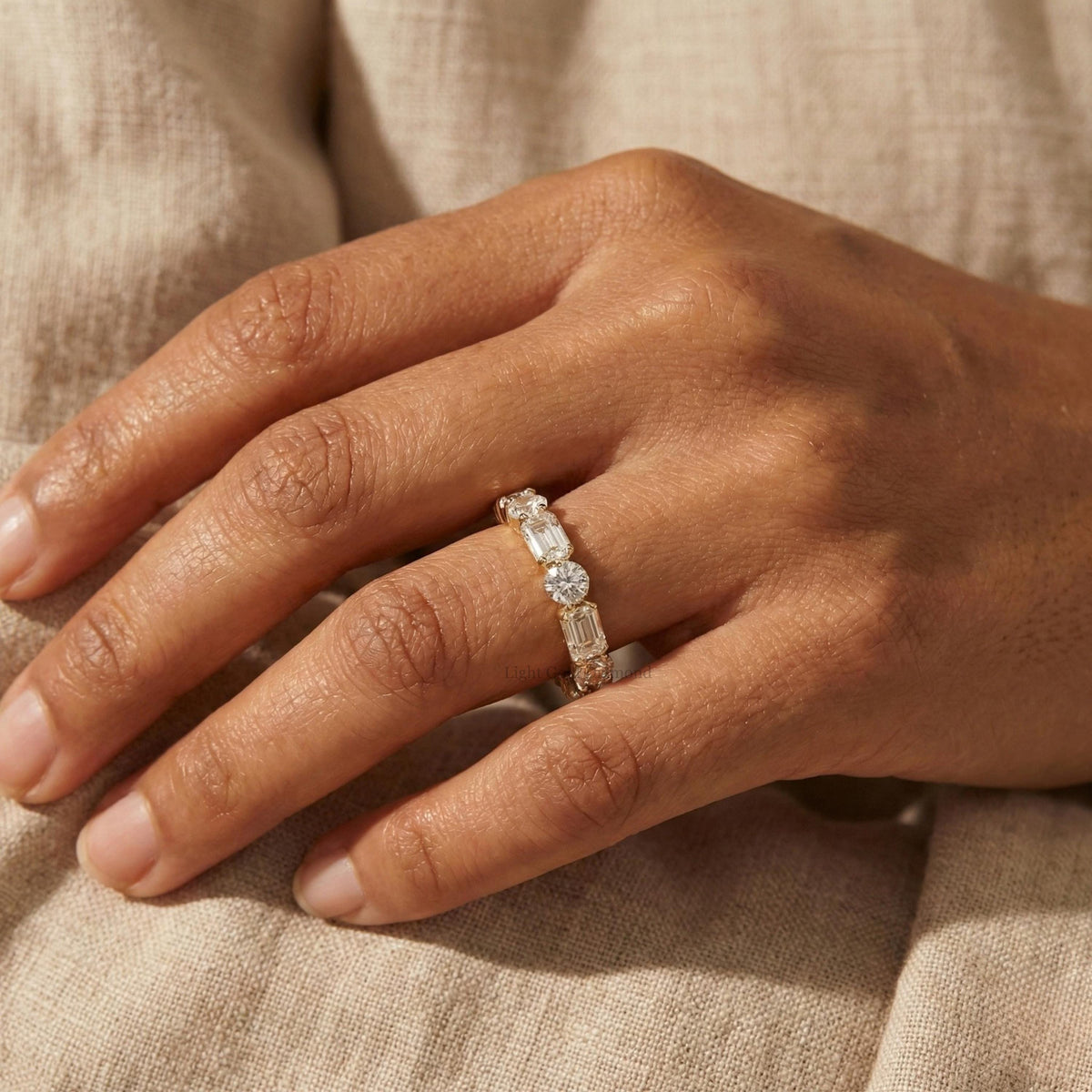 Round  Emerald Cut Lab Grown Diamond Eternity Band