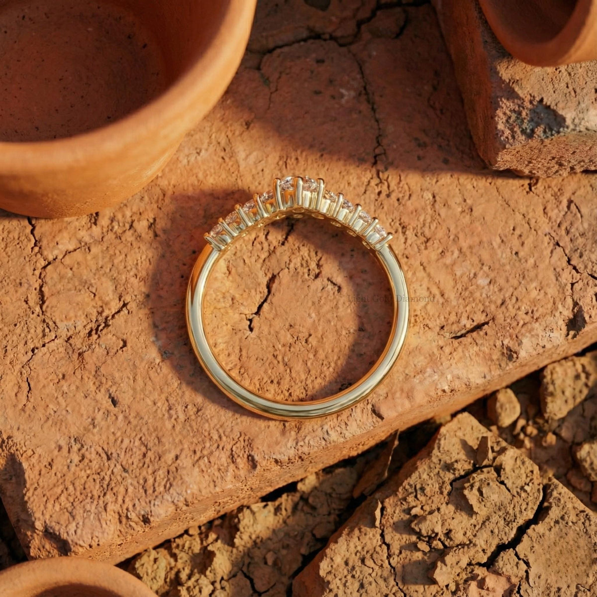 Round Lab Diamond Chevron Band Upper view 