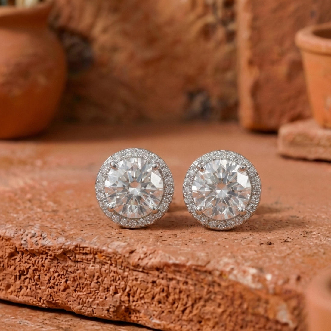 Round Diamond Halo Earrings