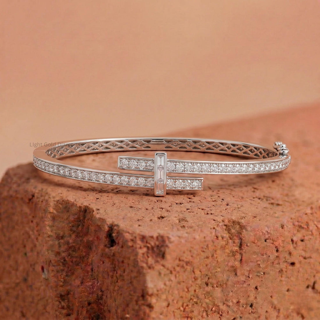 Round Lab Grown Diamond Bypass Bangle Bracelet