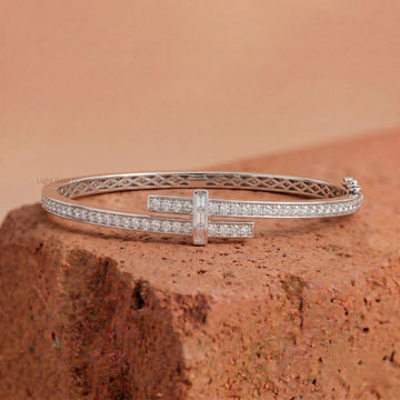 Round Lab Grown Diamond Bypass Bangle Bracelet