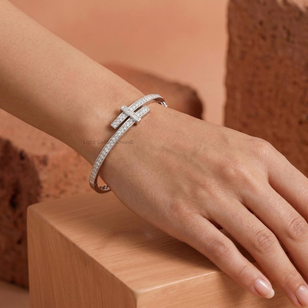 Round Lab Grown Diamond Bypass Bangle Bracelet