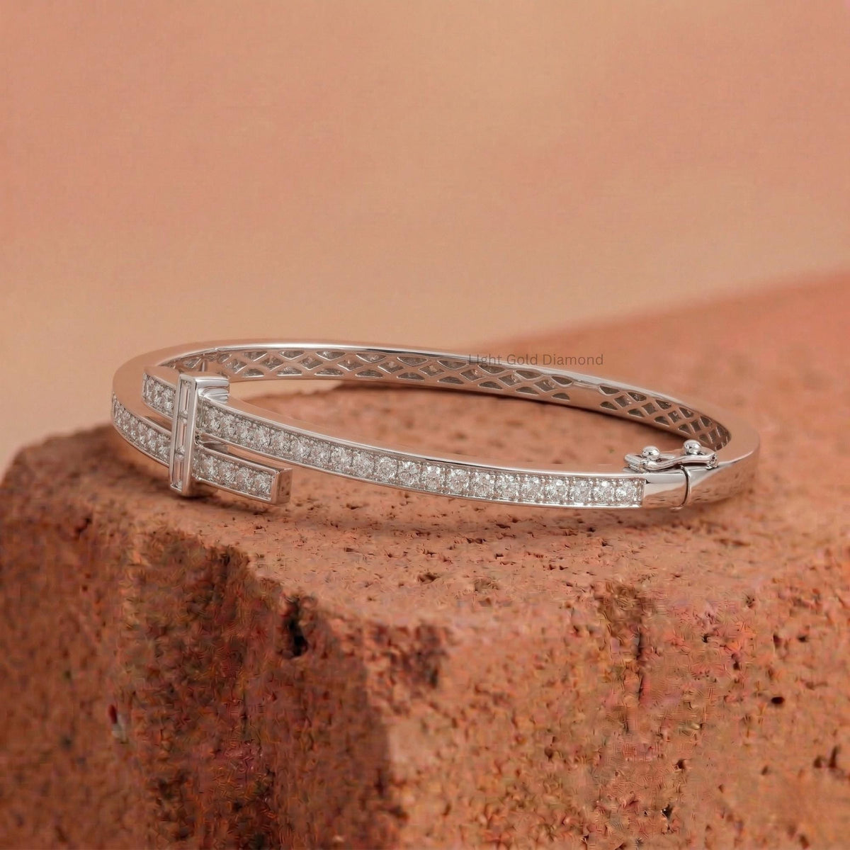 Round Lab Grown Diamond Bypass Bangle Bracelet