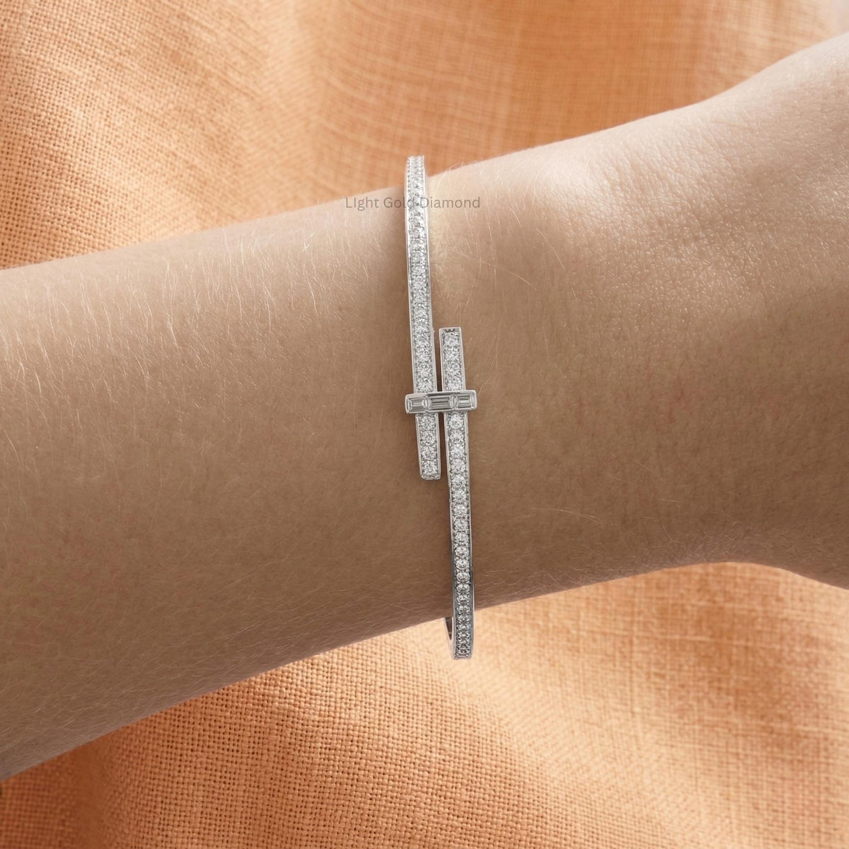 Round Lab Grown Diamond Bypass Bangle Bracelet