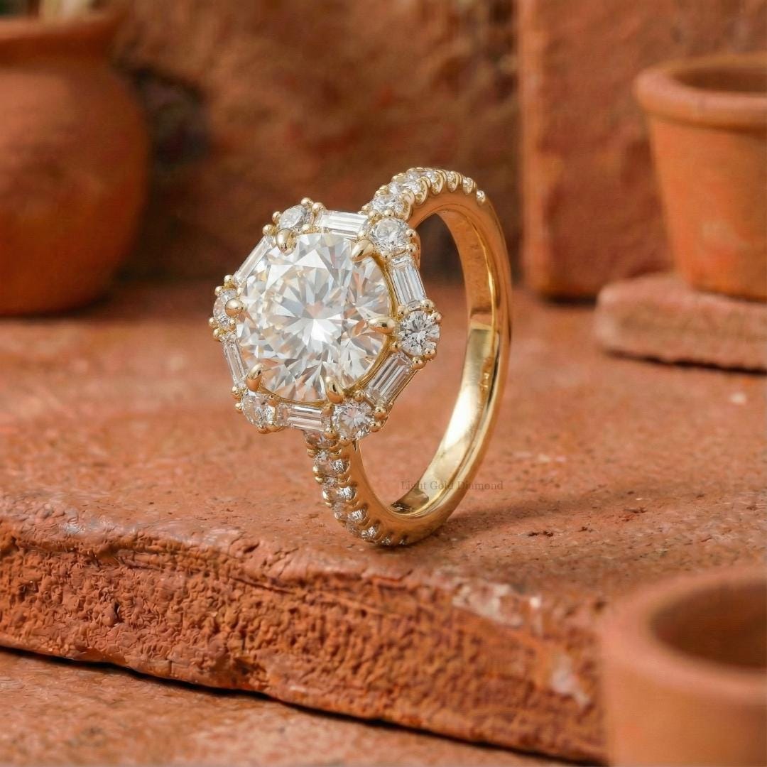 Round Lab Grown Diamond Vintage Engagement Ring