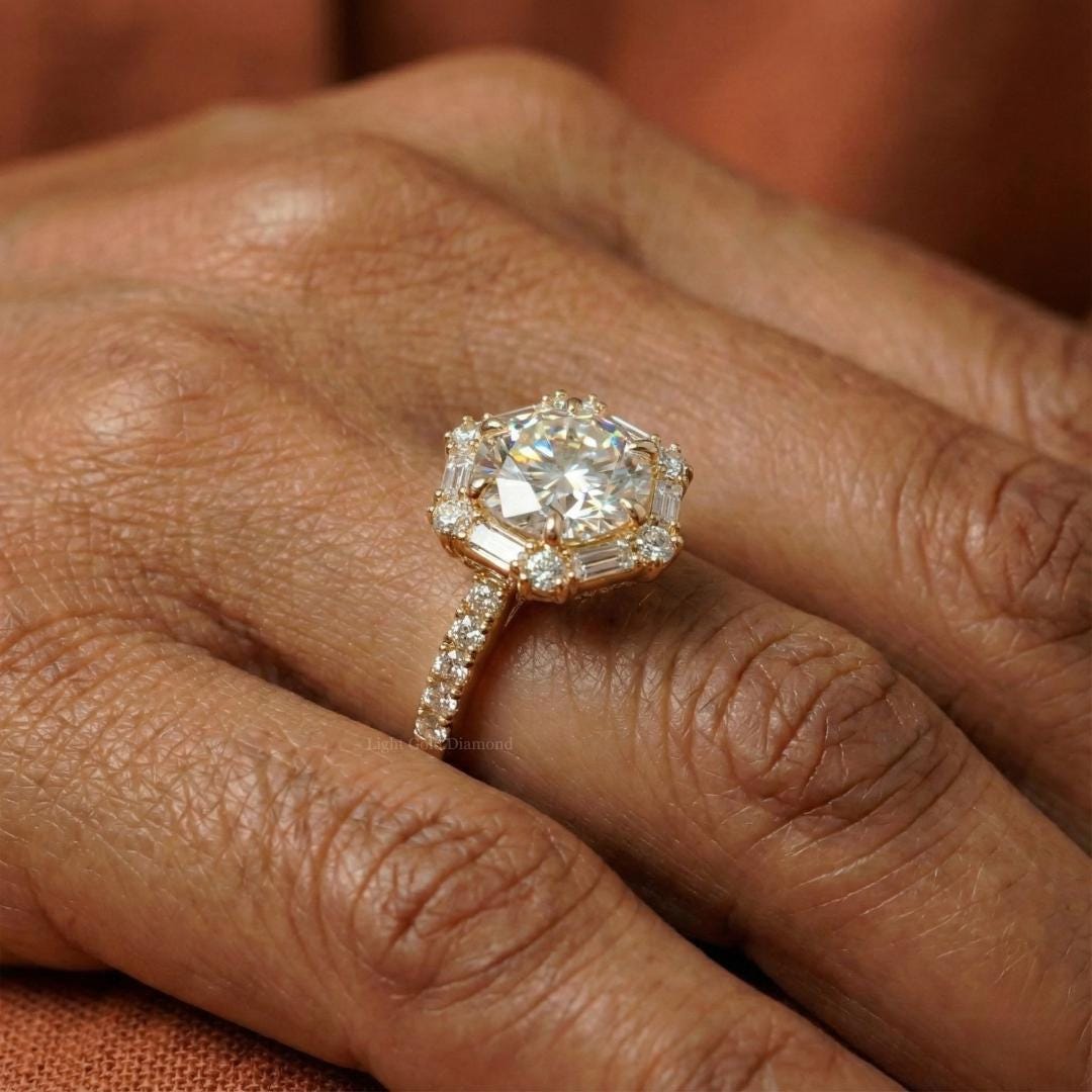 Round Lab Grown Diamond Vintage Engagement Ring