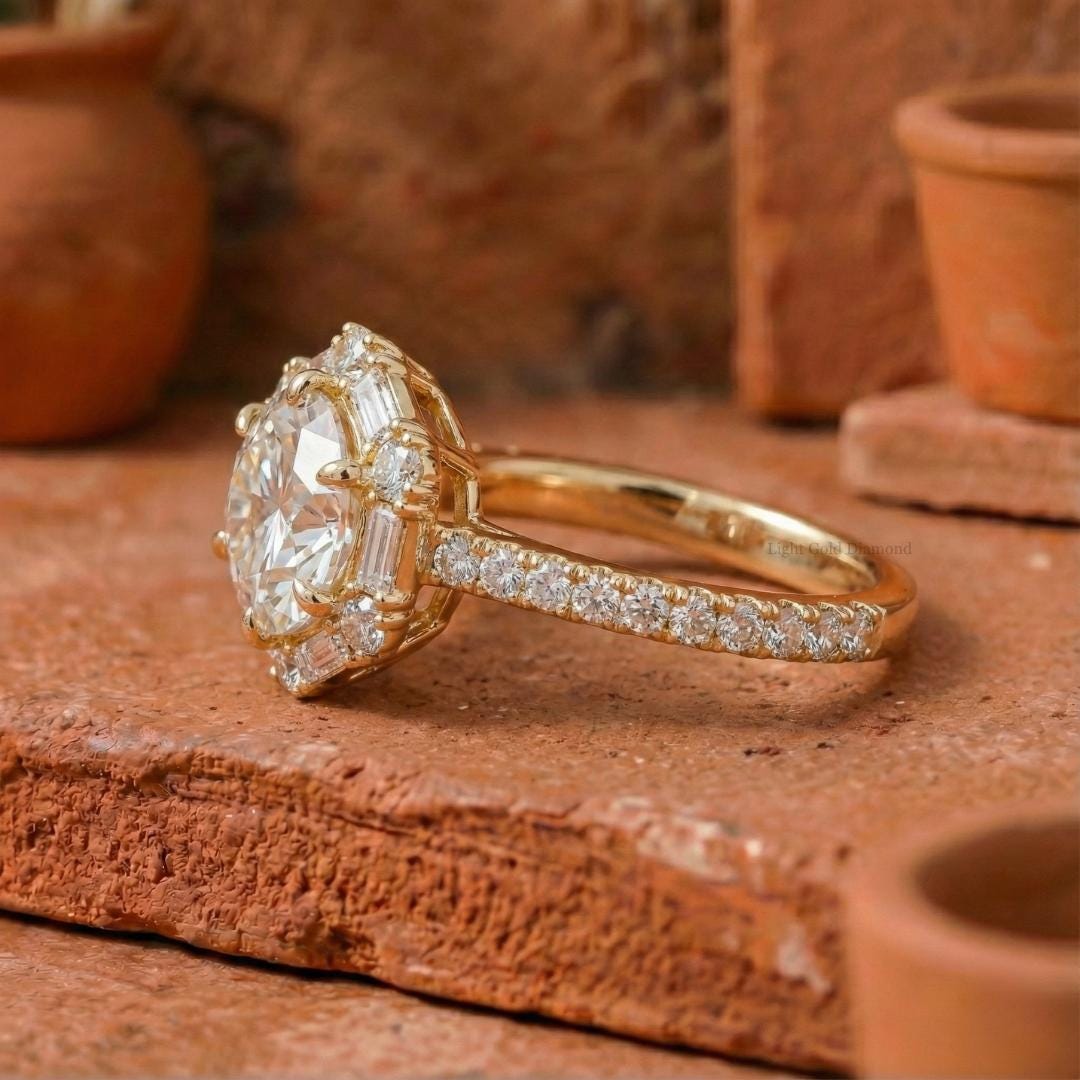 Round Lab Grown Diamond Vintage Engagement Ring