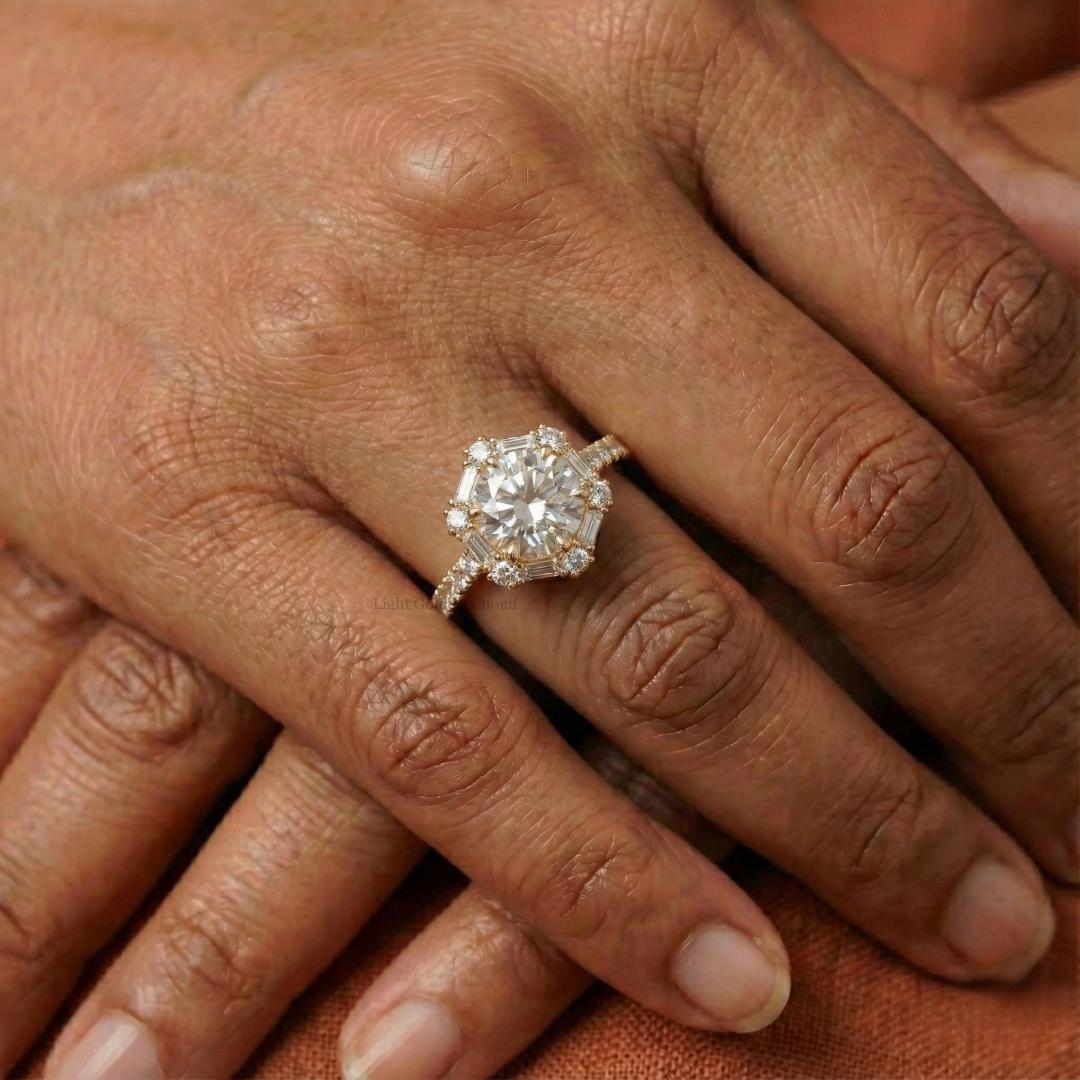 Round Lab Grown Diamond Vintage Engagement Ring