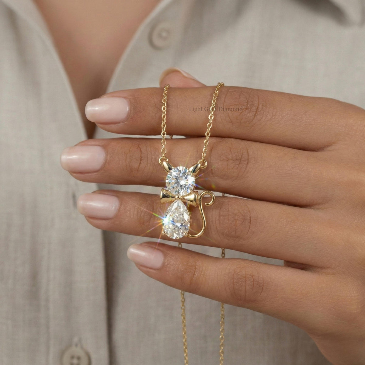 Round & Pear Cut Lab Grown Diamond Necklace