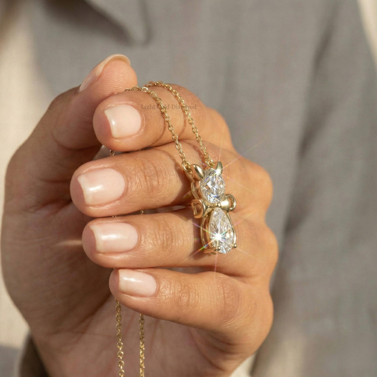 Round & Pear Cut Lab Grown Diamond Necklace