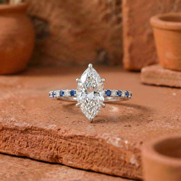 Solitaire Marquise Diamond Ring White Gold