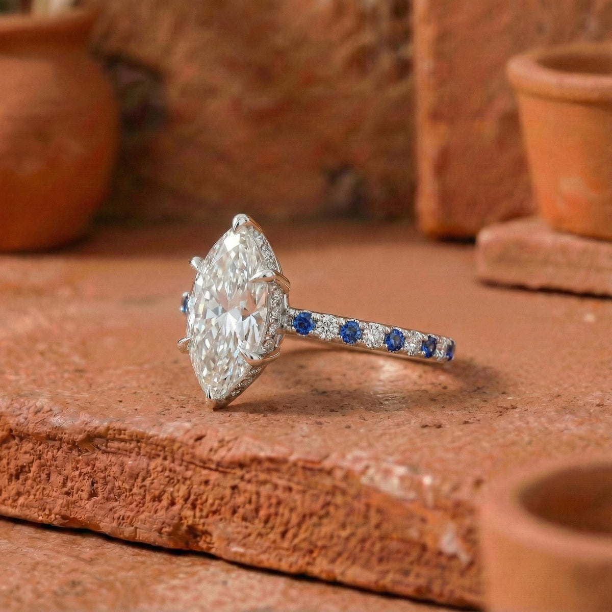 Solitaire Marquise Diamond Ring White Gold