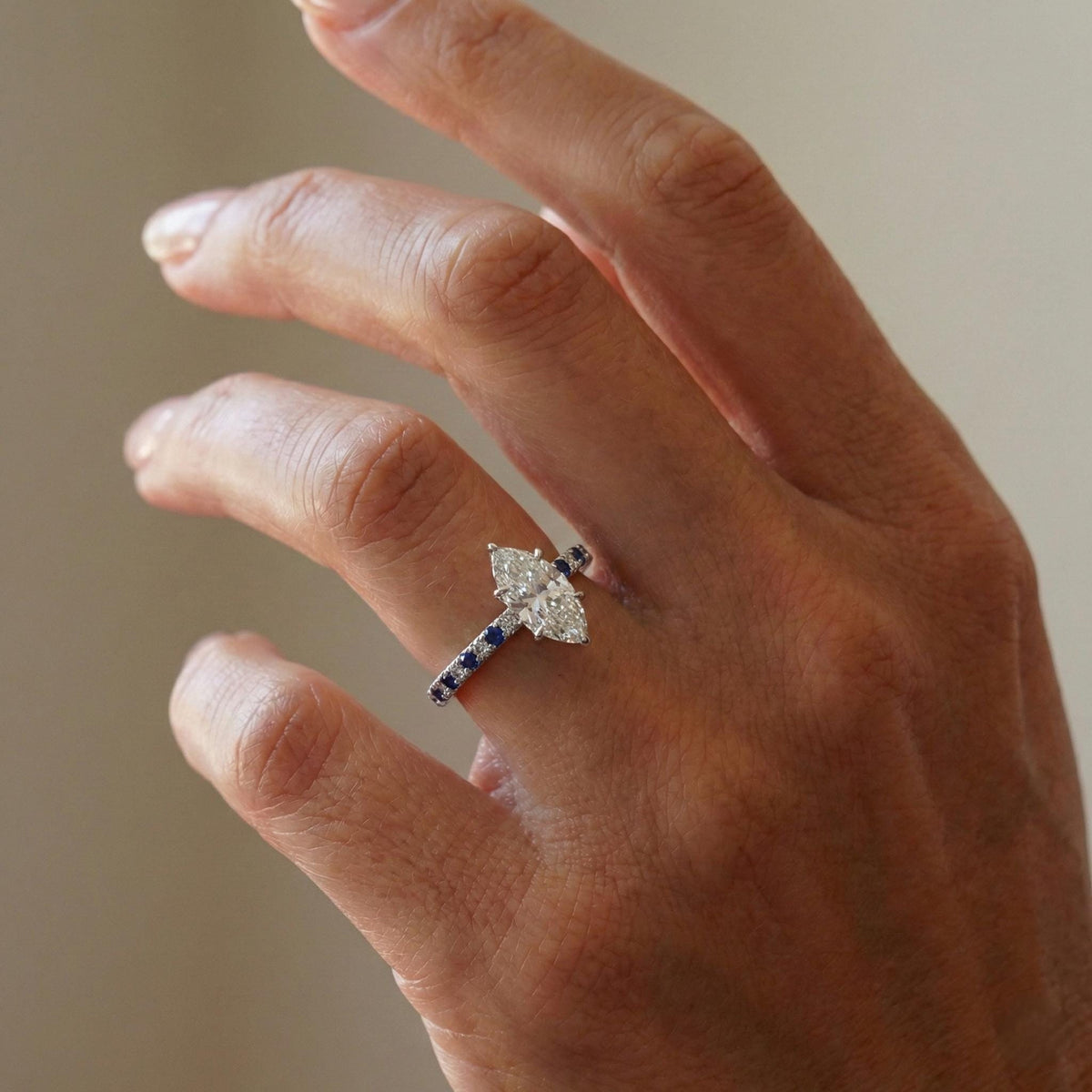 Solitaire Marquise Diamond Ring White Gold