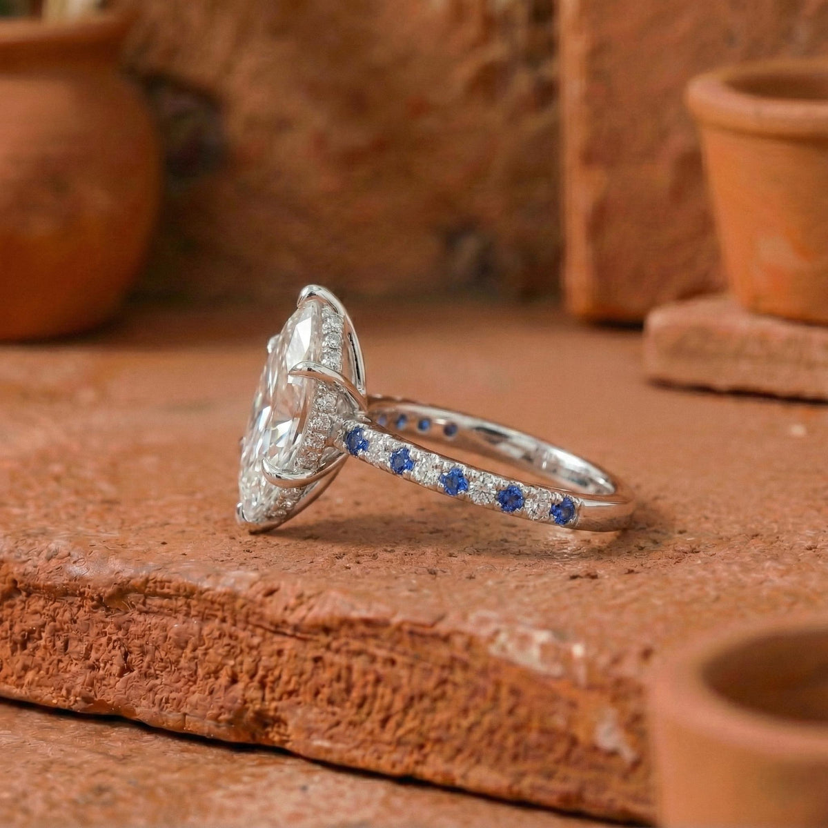 Solitaire Marquise Diamond Ring White Gold