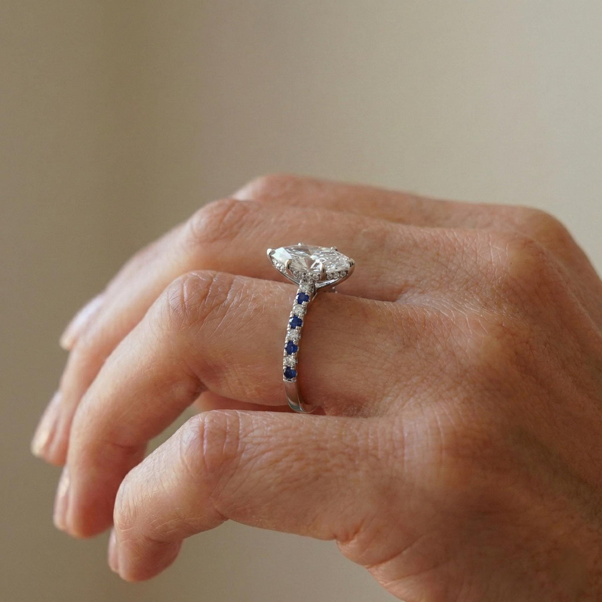 Solitaire Marquise Diamond Ring White Gold
