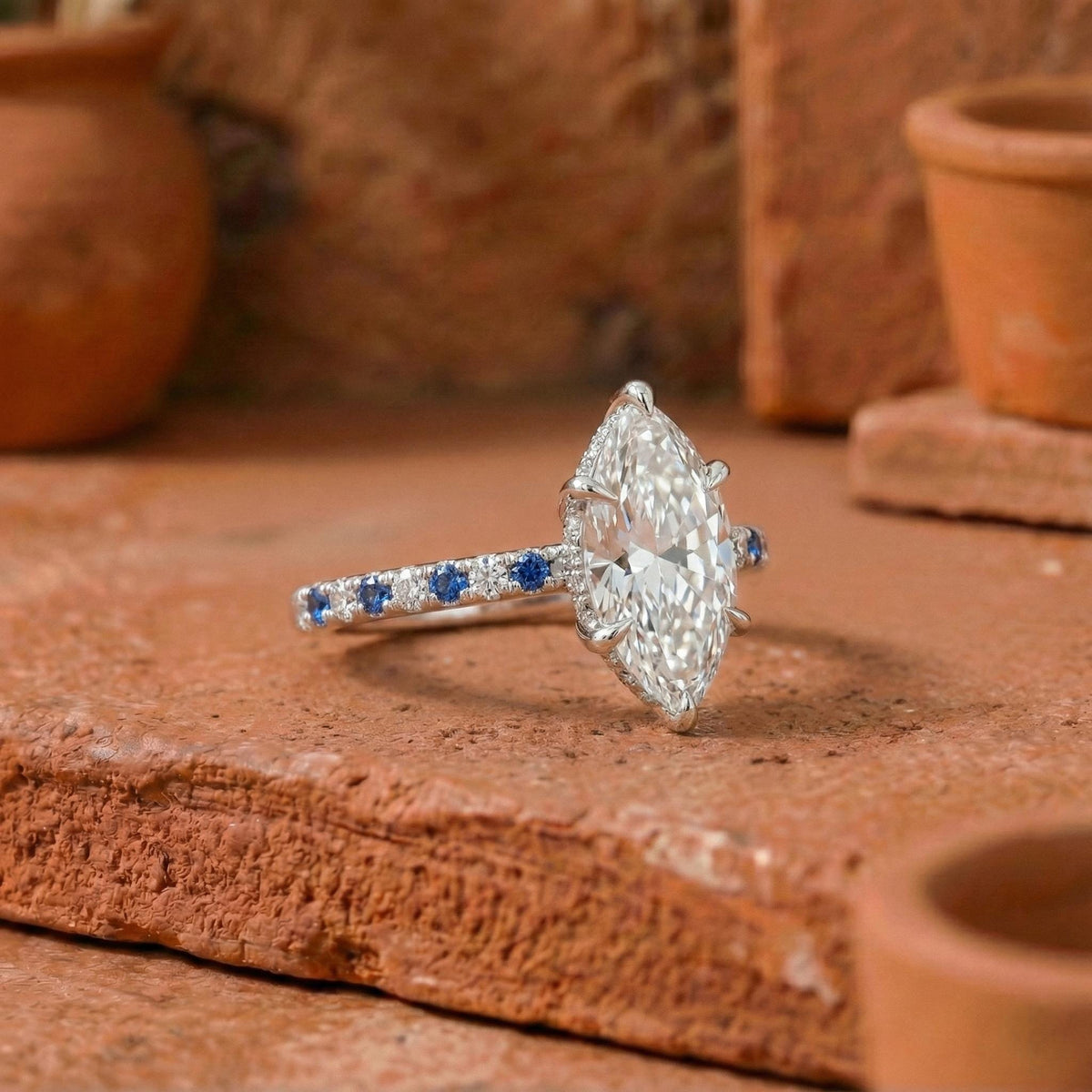 Solitaire Marquise Diamond Ring White Gold