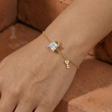 Solitaire Princess Cut Lab Grown Diamond Bracelet