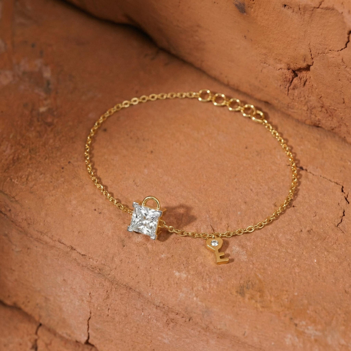 Solitaire Princess Cut Lab Grown Diamond Bracelet