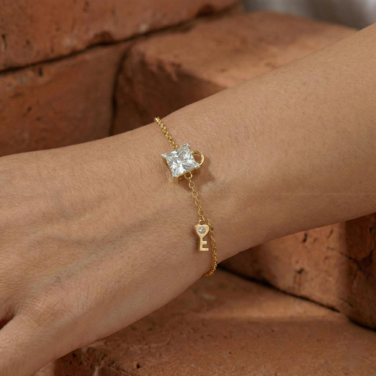 Solitaire Princess Cut Lab Grown Diamond Bracelet
