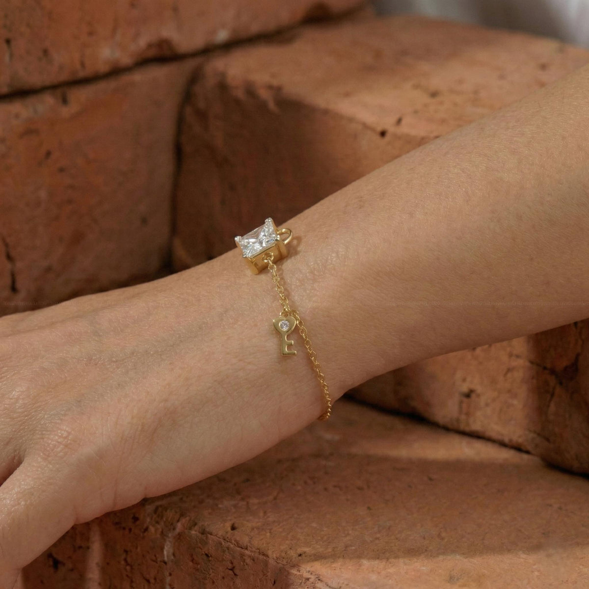 Solitaire Princess Cut Lab Grown Diamond Bracelet