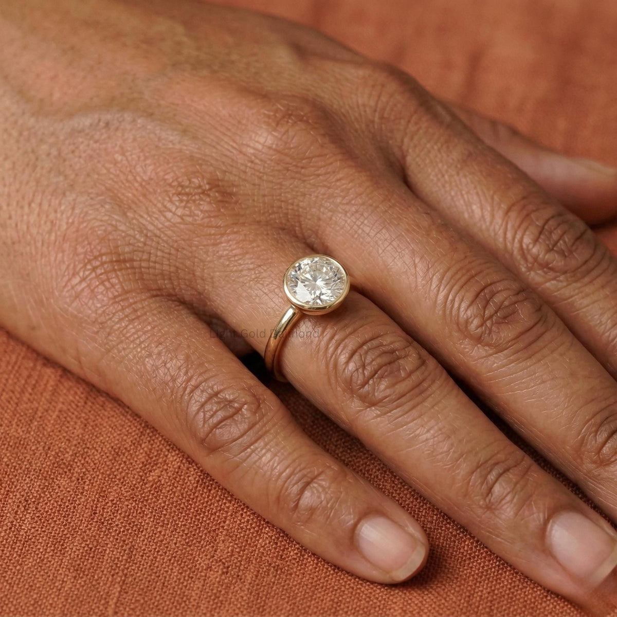 Solitaire Round Cut Lab Grown Diamond Ring Bezel Set