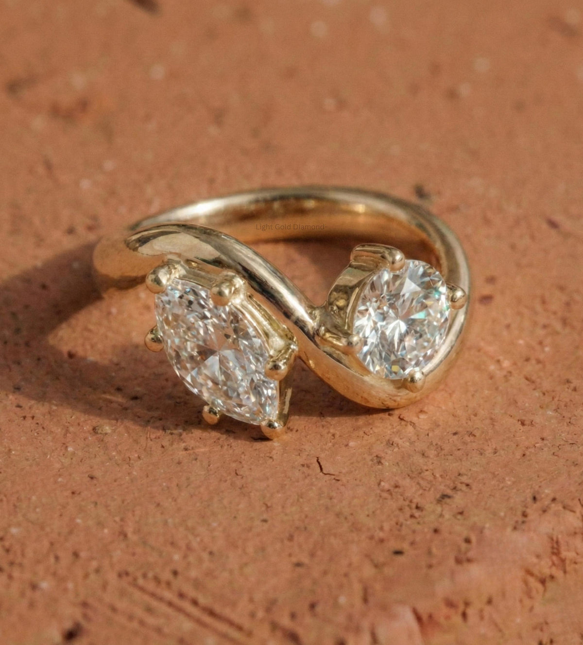 Toi Et Moi Marquise & Round Cut Lab Grown Diamond Ring