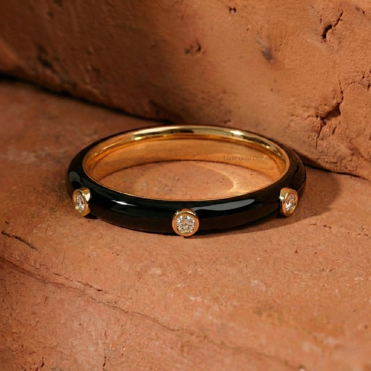 Trendy Diamond Spacing Black Band