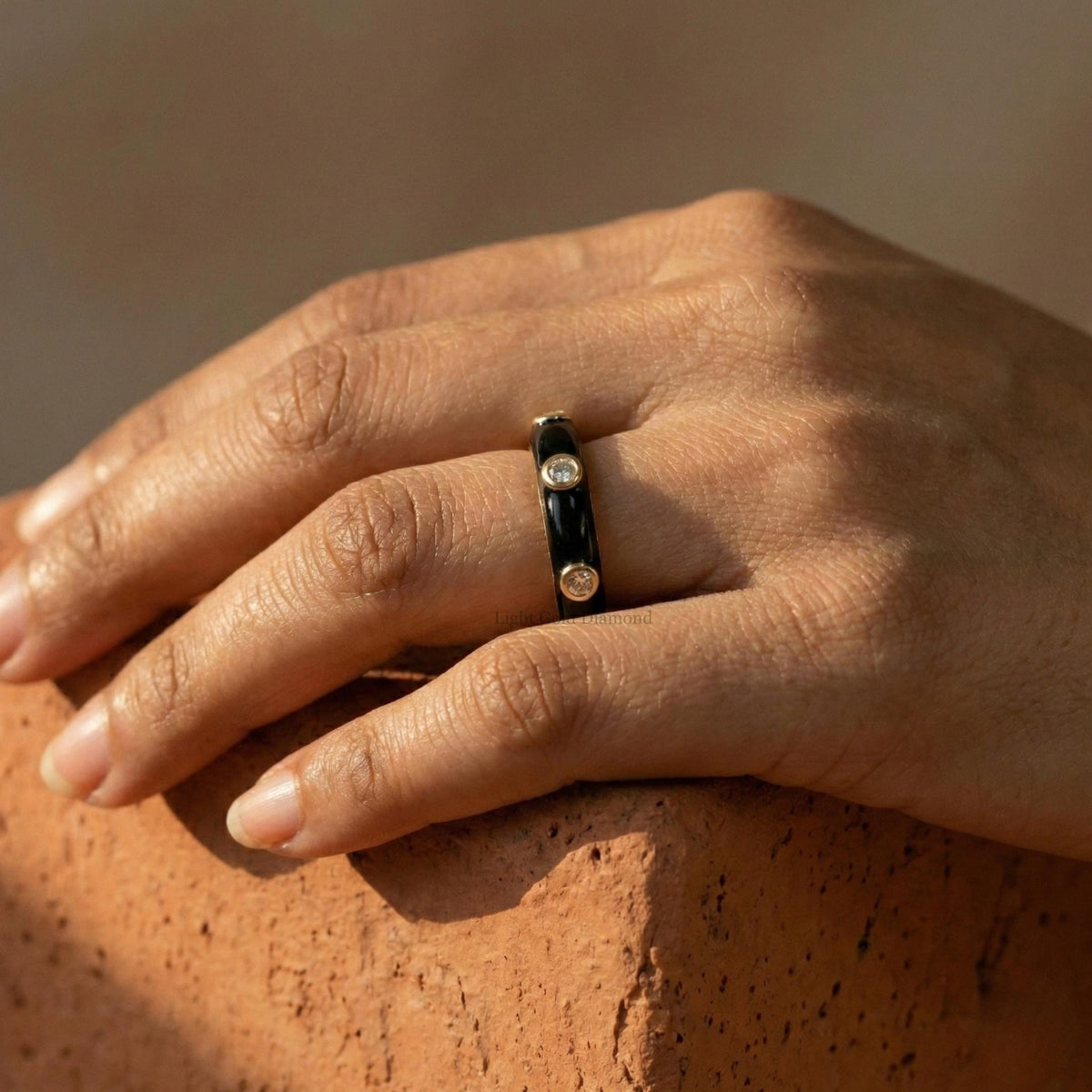Trendy Diamond Spacing Black Band 