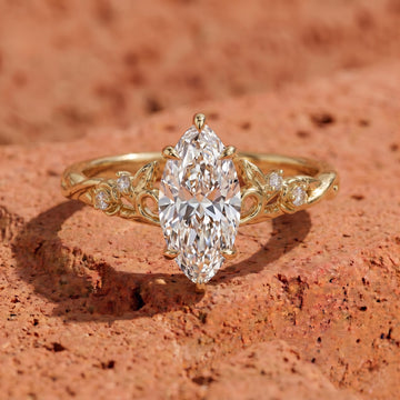 Unique Marquise Engagement Ring in Solitaire Set