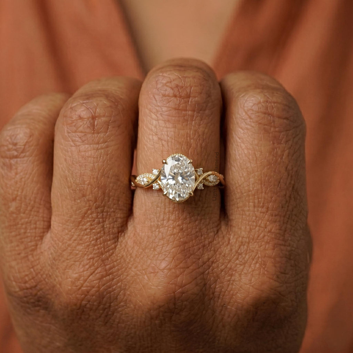 Unique Oval Cut Lab Grown Diamond Ring