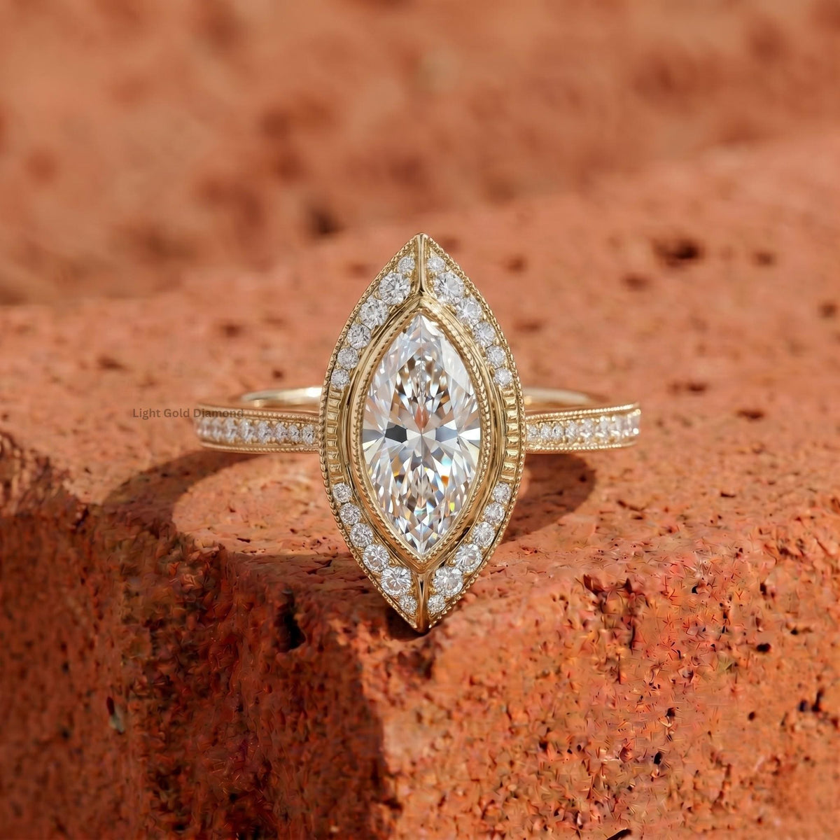 Vintage Halo Lab-Grown Marquise Engagement Ring