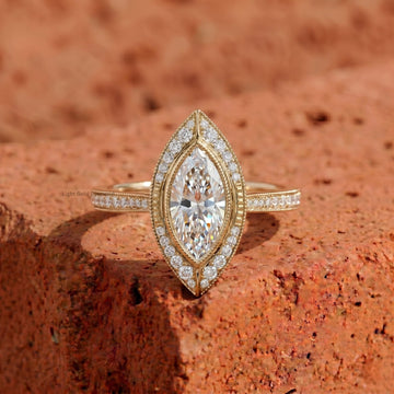 Vintage Halo Lab-Grown Marquise Engagement Ring