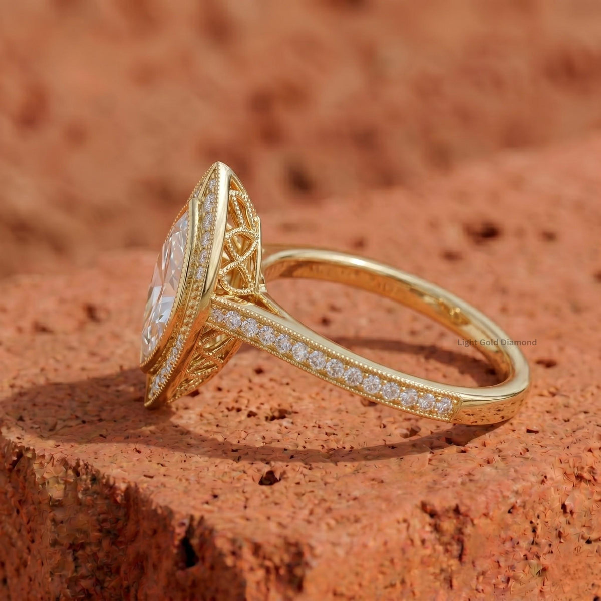 Vintage Halo Lab-Grown Marquise Engagement Ring