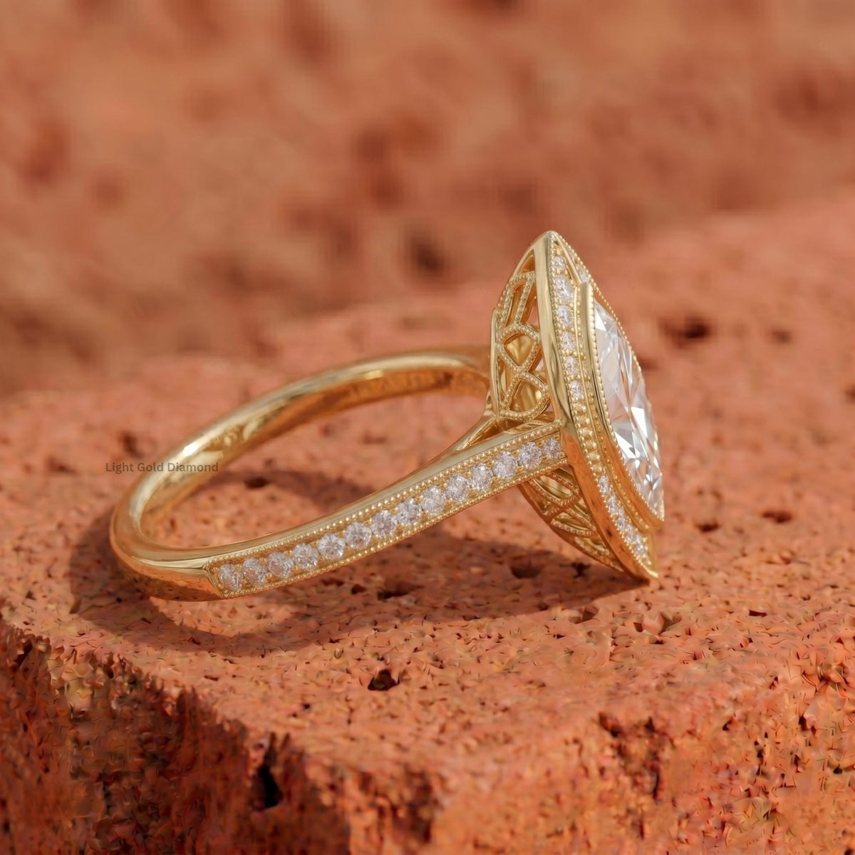 Vintage Halo Lab-Grown Marquise Engagement Ring