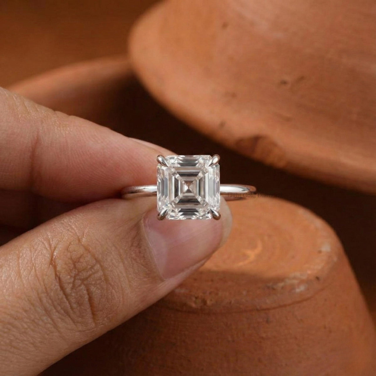 Lab Grown Asscher Diamond Solitaire Engagement Ring