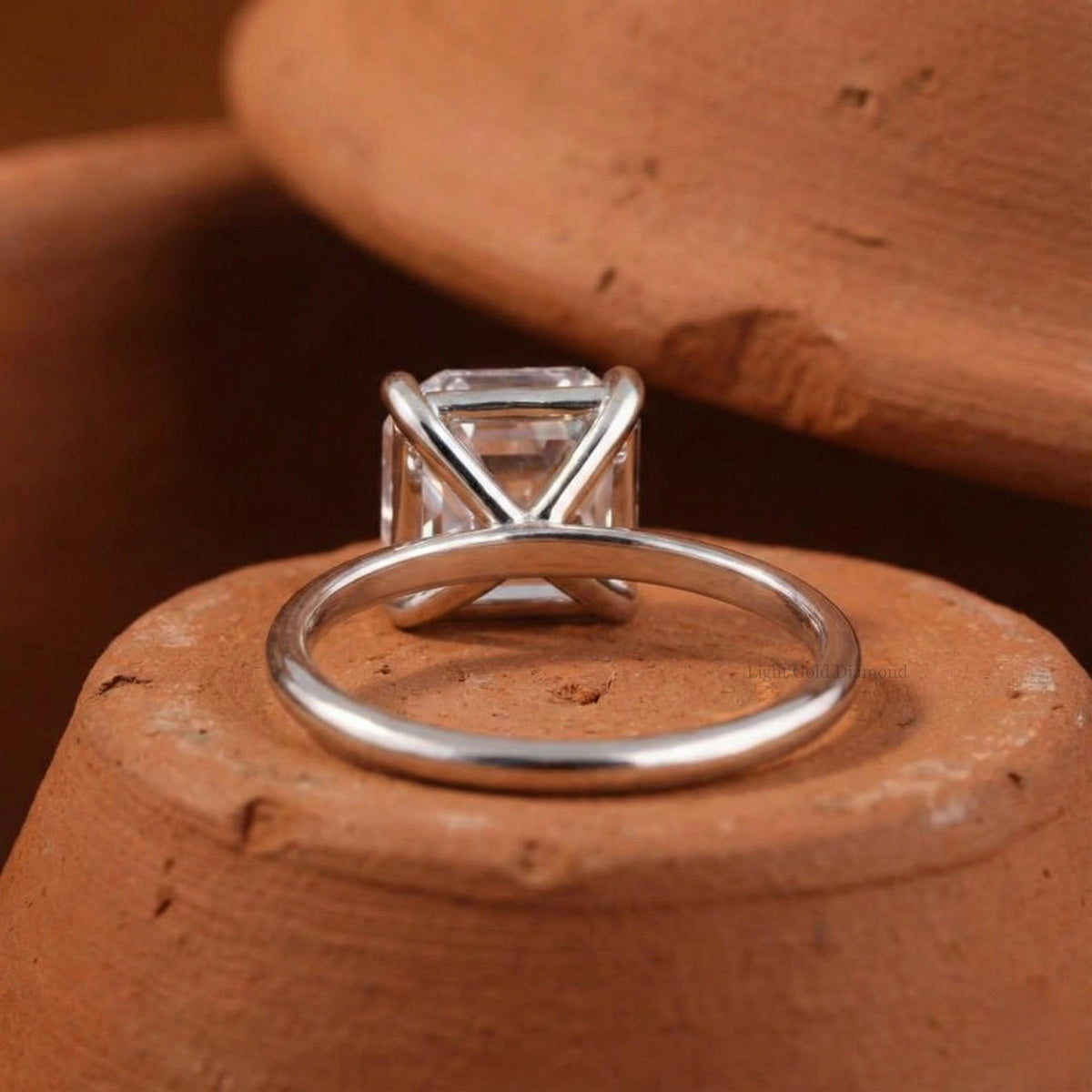 Lab Grown Asscher Diamond Solitaire Engagement Ring