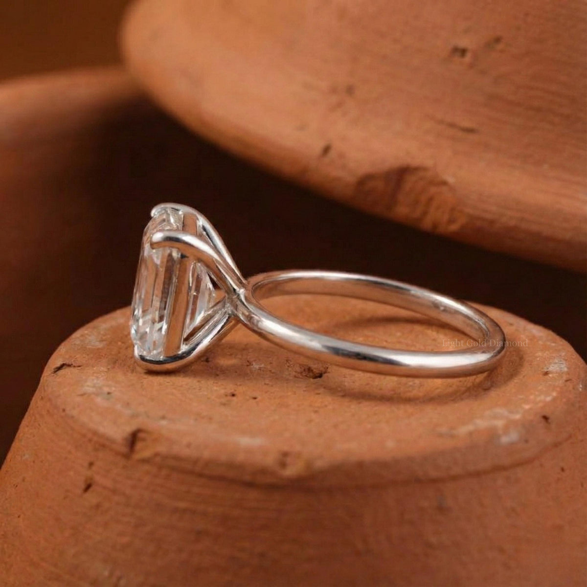 Lab Grown Asscher Diamond Solitaire Engagement Ring