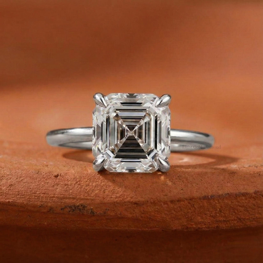 Lab Grown Asscher Diamond Solitaire Engagement Ring