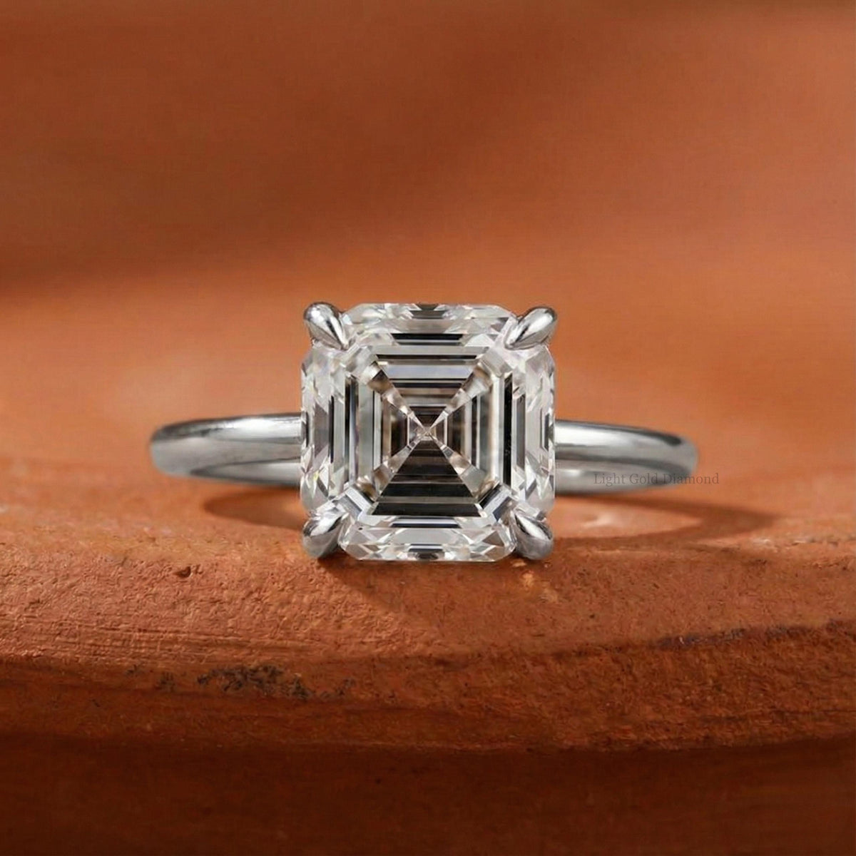 Lab Grown Asscher Diamond Solitaire Engagement Ring