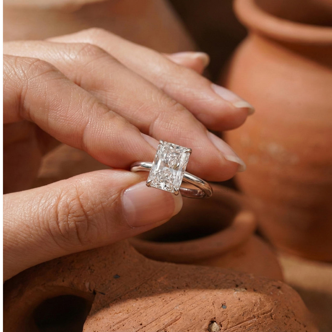 Radiant Cut Lab Grown Diamond Engagement Ring