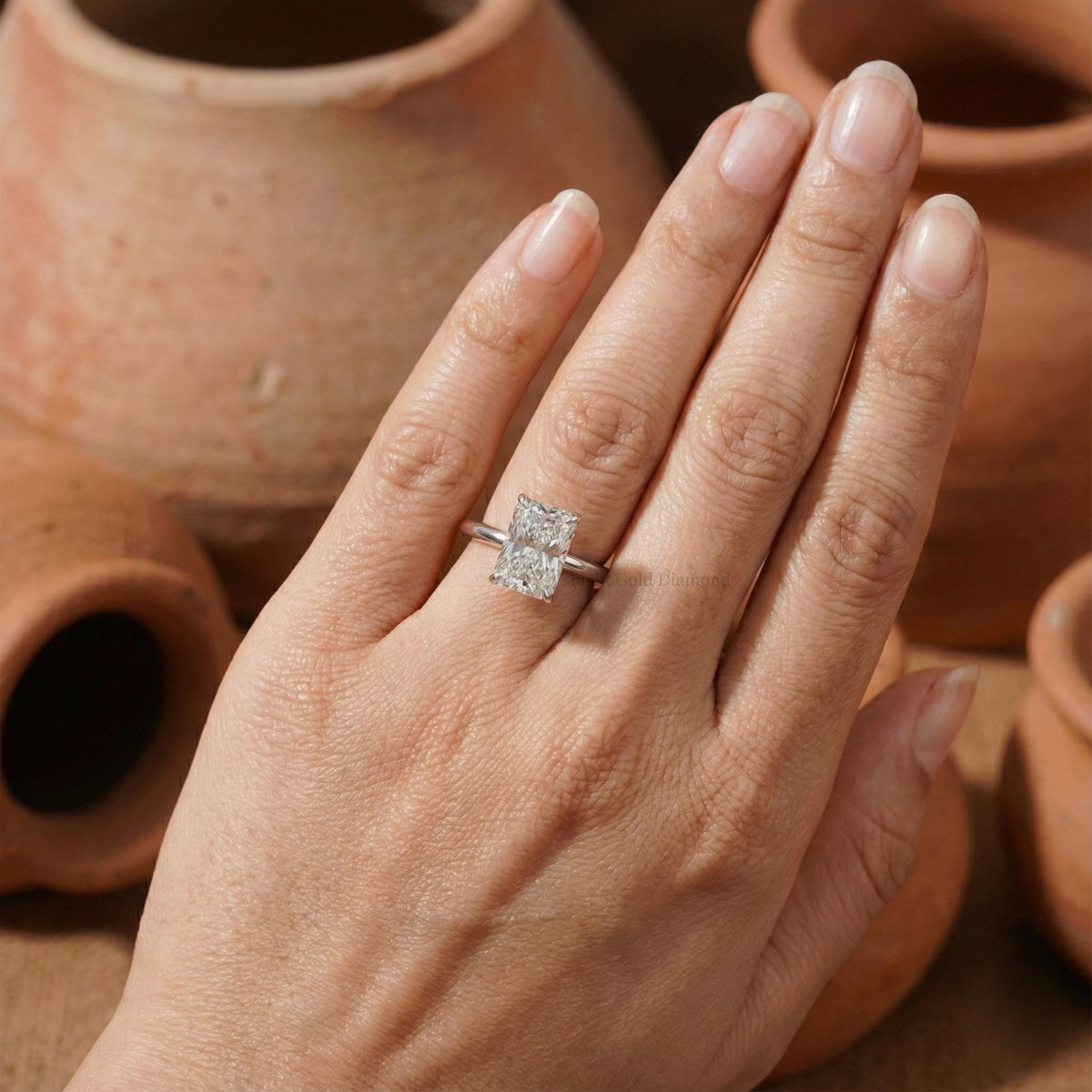 Radiant Cut Lab Grown Diamond Engagement Ring