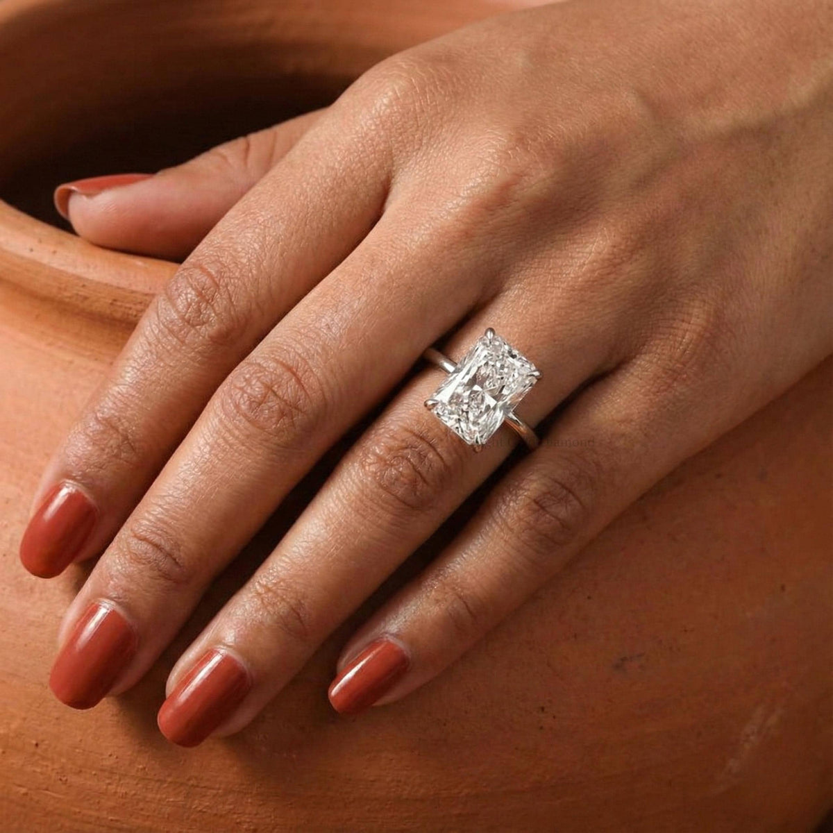 Radiant Cut Lab Grown Diamond Engagement Ring