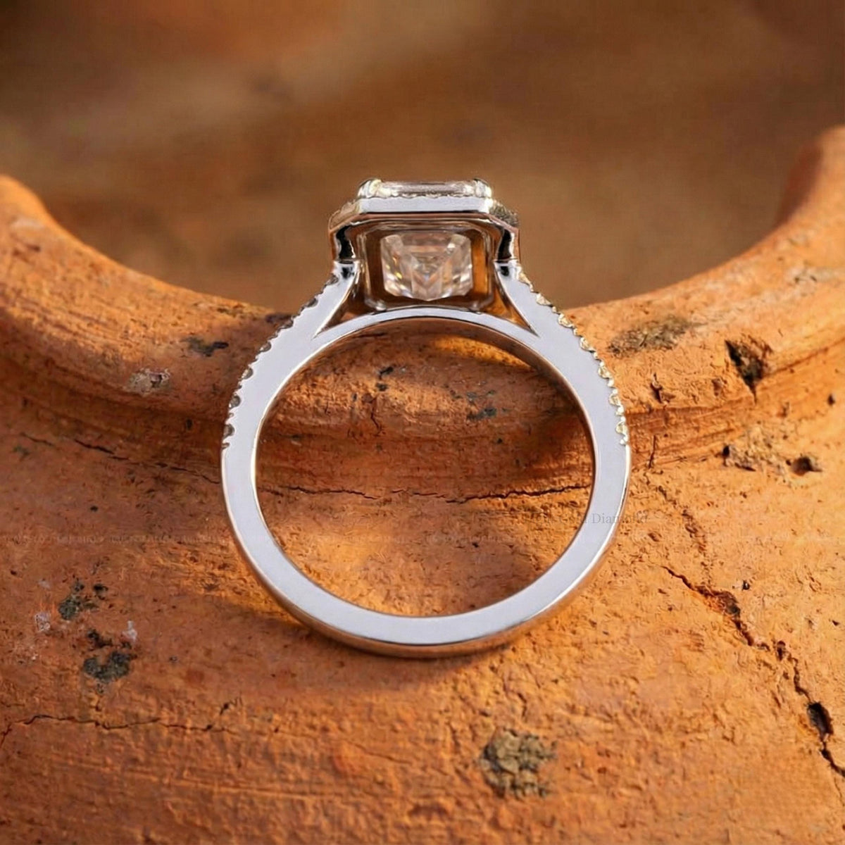Halo Emerald Cut Lab Grown Diamond Engagement Ring