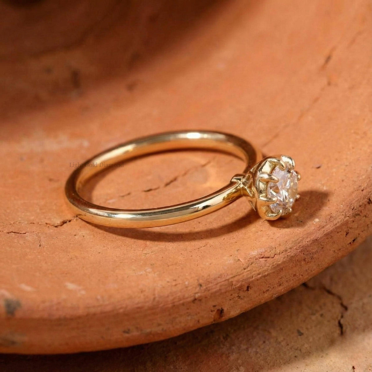 Lab Grown Round Diamond Antique Engagement Ring