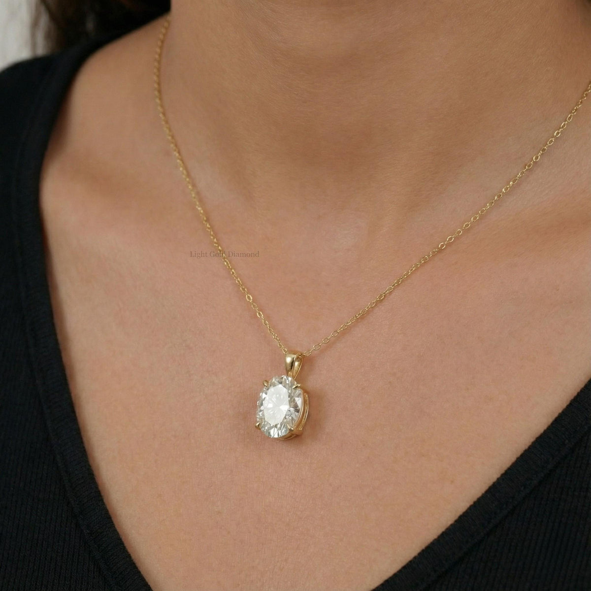 0.50–3.00 CT Oval Cut Lab-Grown Diamond Solitaire Pendant Necklace