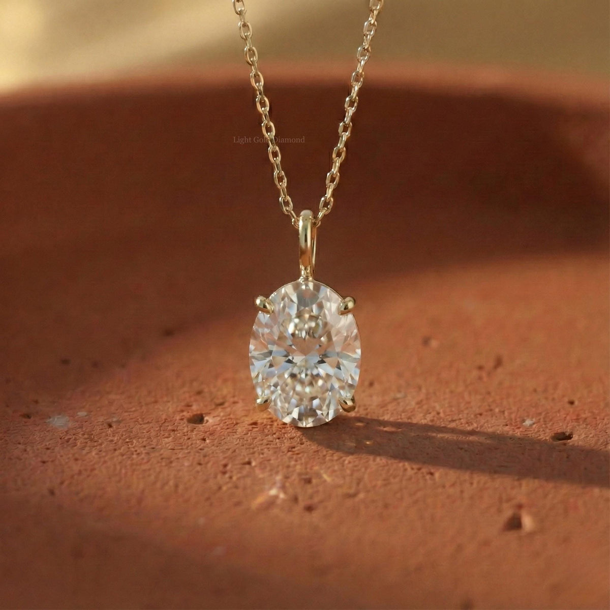 0.50–3.00 CT Oval Cut Lab-Grown Diamond Solitaire Pendant Necklace