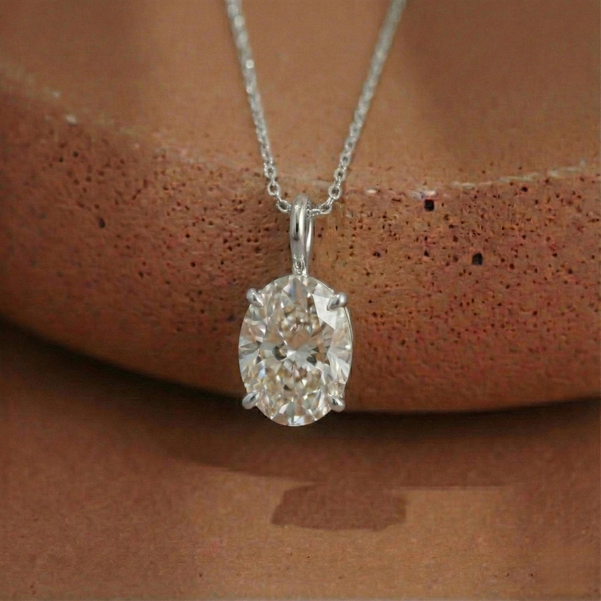 0.50–3.00 CT Oval Cut Lab-Grown Diamond Solitaire Pendant Necklace